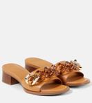 Украшенные кожаные мюли See By Chloé, бежевый - фото