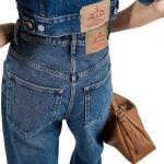 Джинсы Wide Leg с лого-нашивкой PRADA, синий - фото 7