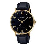 Часы CASIO Quartz Waterproof Mens Black Analog, черный - фото