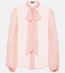 Шелковая блузка с бантом Etro, розовый - фото