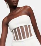 Мини-платье с сетчатой отделкой David Koma, белый - фото 4