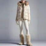 Moncler Laichefur Down Jacket Women's Gray Beige - фото 2