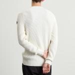 Хлопковый джемпер с круглым вырезом Moncler, белый - фото 3