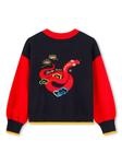 Свитер в стиле колор-блок Kenzo Kids, синий - фото 2