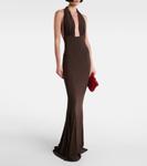 Платье с бретелькой на шее Norma Kamali, коричневый - фото 2