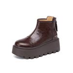 Женские зимние ботинки DAPHNE кожаные на платформе, коричневый - фото 2