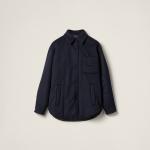 Пуховик из велюра средней плотности MIU MIU, темно-синий - фото