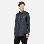 Рубашка мужская джинсовая синяя Evisu, синий - фото 4