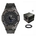 Часы Casio G-Shock Analog-Digital 2100 Series, арт. GA-2100-1A1, черный/черный со стразами - фото 2