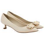 Ferragamo Vara Slim Heel High Heels 4cm Women's White - фото 4
