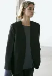 Блейзер без лацканов Massimo Dutti, Black - фото 4