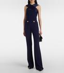 Сатиновый креповый топ Balmain, Bleu Nuit - фото 2