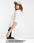 Белый оверсайз-топ с разрезами в рубчик по бокам ASOS DESIGN для беременных - фото 2