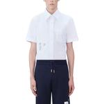 Белая хлопковая рубашка с аппликацией и вышивкой THOM BROWNE - фото 4