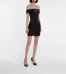 Бархатное мини-платье с открытыми плечами Christopher Kane, черный - фото 2