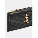 Картхолдер SAINT LAURENT Fragments zipped card case with flap, черный - фото 2