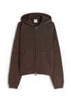 Толстовка Bershka Zip-up sweatshirt, Brown - фото 4