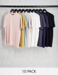 Разноцветная футболка с круглым вырезом ASOS DESIGN из 10 комплектов - фото