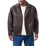 Кожаная куртка-бомбер "Авиатор" больших размеров KingSize, Brown - фото