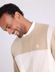 Свитер U.S. Polo Assn Patchwork Crew Neck, бежевый - фото 2
