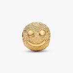 Шарм Pandora Textured Happy Face Mini, золото - фото 2