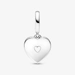 Шарм-подвеска Pandora Moments Pearlescent White Heart Double, серебро/белый - фото 2