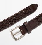 Ремень Massimo Dutti Braided Nappa Leather, коричневый - фото 4