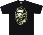 Футболка BAPE ABC Camo Big Ape Head Tee 'Black/Green', черный - фото