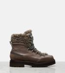 Кожаные ботинки с овчиной Brunello Cucinelli, Mud - фото 4
