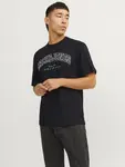 Рубашка с круглым вырезом Jack & Jones "JJECALEB VARSITY TEE SS O-NECK NOOS", черный - фото