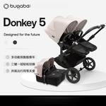 Bugaboo Детская коляска Donkey5 Twin Stroller, High Landscape, раскладная, двухместная, черная рама - белый капор Misty White - черные сиденья - фото 2