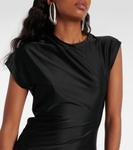 Платье миди из драпированного джерси Rabanne, черный - фото 4