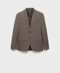 Мужской пиджак из эластичной ткани Super Slim-Fit Mango, коричневый - фото 7