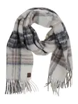 Шарф в клетку с бахромой Eleventy, белый - фото