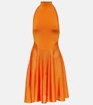 Мини-платье из джерси с высоким воротником Alaïa, синий - фото