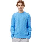 Вязаный свитер кабельной вязкой LACOSTE, белый - фото 8