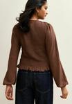 Топ New Look SHIRRED LONG SLEEVE , Dark Brown - фото 2