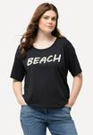 Футболка с принтом TEXTURED BEACH LETTERED SHORT SLEEVE Ulla Popken, темно-серый - фото