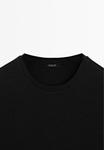 Футболка Massimo Dutti CREW NECK WITH RIBBED TRIMS, Black - фото 9