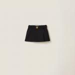 Короткая юбка из зернистой ткани Miu Miu, черный - фото