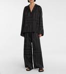 Шелковая рубашка с вышитым логотипом TOTEME, черный - фото 2