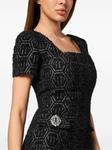 Philipp Plein платье из твида с монограммой, черный - фото 5