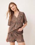 Шорты с вафельным леопардовым принтом Asos Design, леопардовый - фото