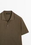 Поло Massimo Dutti POLO NECK SHORT SLEEVE, Khaki - фото 7