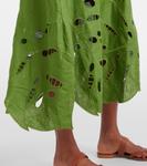 Вышитое льняное платье миди Farm Rio, зеленый - фото 5