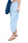 High Waist Pleated Denim Capri Pants In Chambray Blu Pepper, Chambray - фото 3