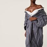 Вышитое пальто из ду́шеса MIU MIU, серый - фото 5