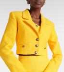 Укороченный твидовый блейзер букле Alessandra Rich, желтый - фото 4