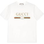 Футболка из хлопка с логотипом GUCCI, белый - фото