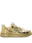 Кожаные кроссовки Versace с узором Greca, золотой - фото